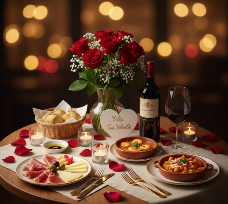 valentine’s day dinner London, spanish tapas for couples, romantic spanish dinner, spanish valentine’s dinner