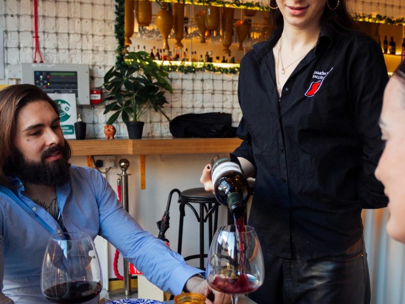 Spanish wine served in a restaurant in London